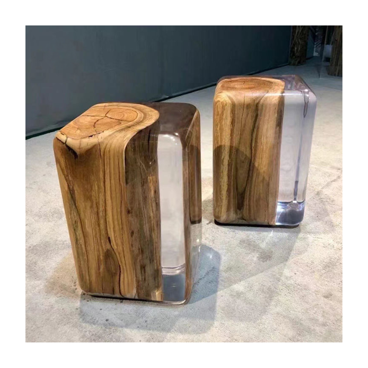 Twin Timber Monolith Stools